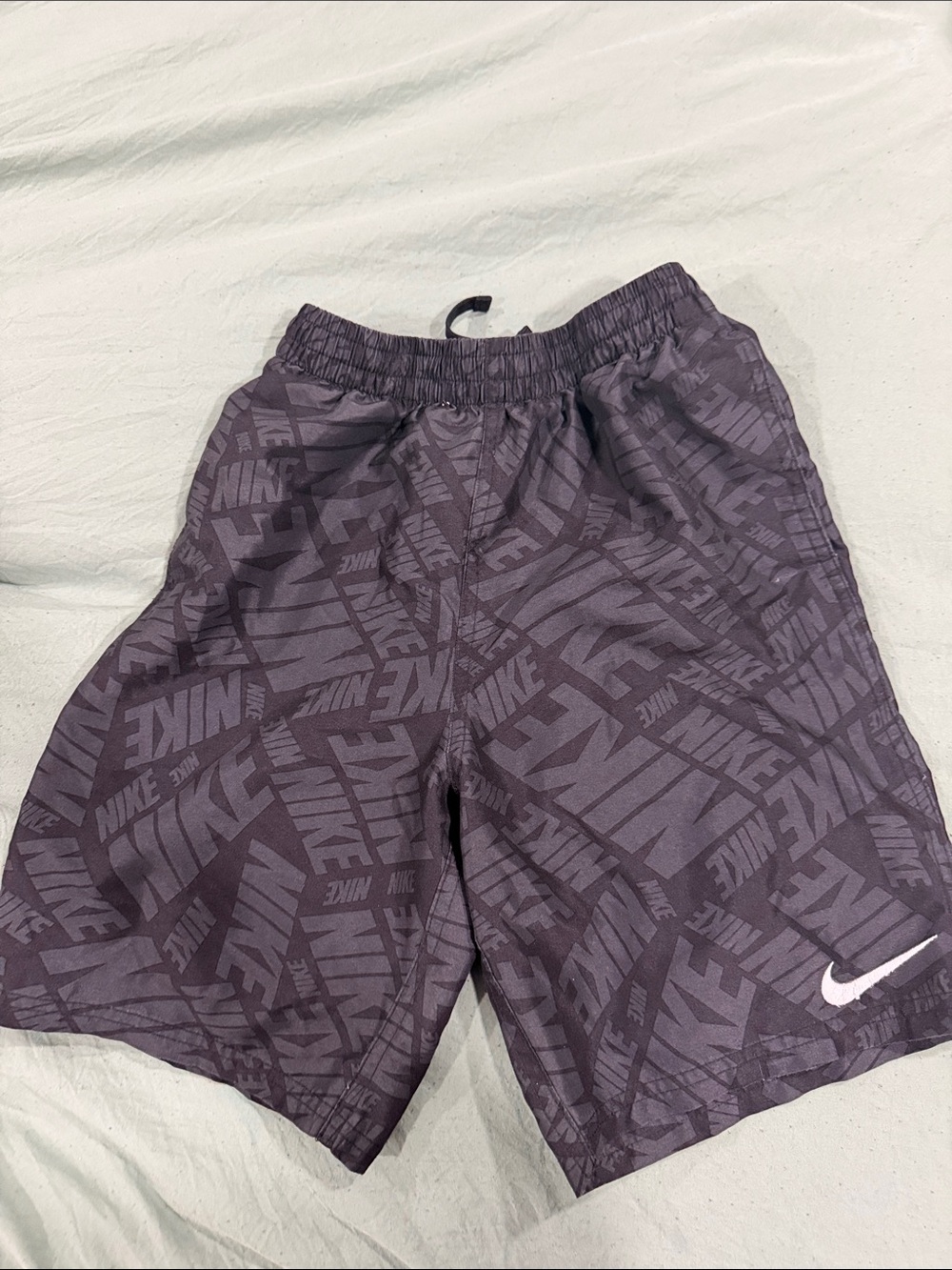 Nike Logo-Print Swim Trunks with White Swoosh